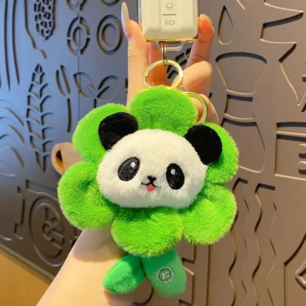 WPDCCM000075-03 Cartoon Pull-and-Vibrate Plush Panda Keychain