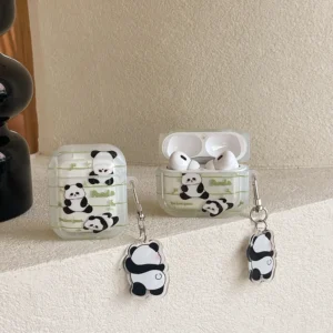 WPASEC000247-0250-01 Fun Bamboo Panda Cute Apple AirPods Protective Case