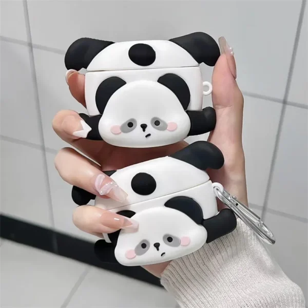 WPASEC000243-02 Fun Cartoon Falling Panda Apple AirPods Protective Case