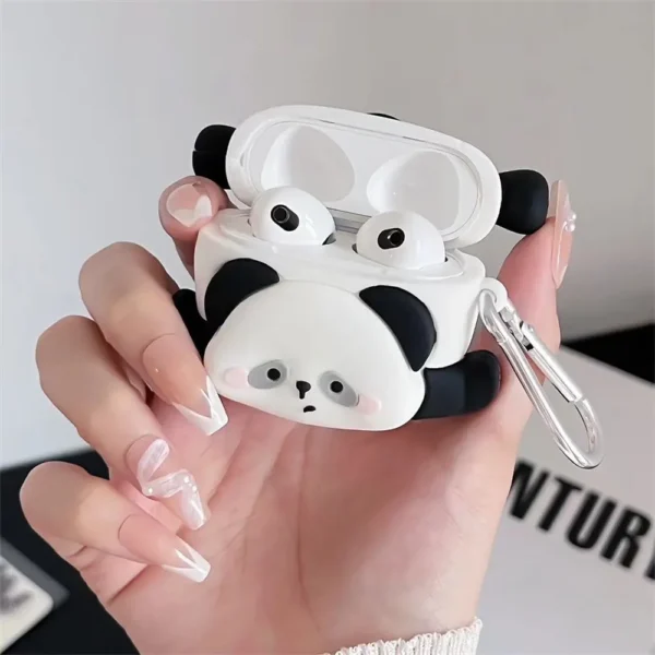 WPASEC000243-03 Fun Cartoon Falling Panda Apple AirPods Protective Case