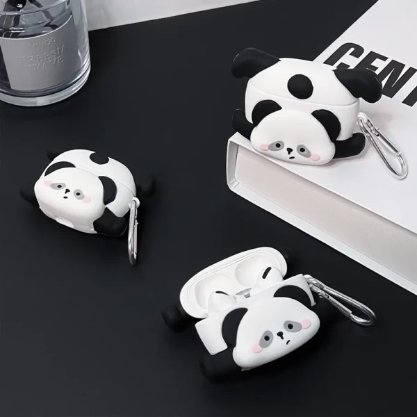 WPASEC000243-04 Fun Cartoon Falling Panda Apple AirPods Protective Case