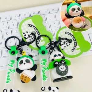 Fun Cartoon Panda Rotating Keychain Bag Pendant
