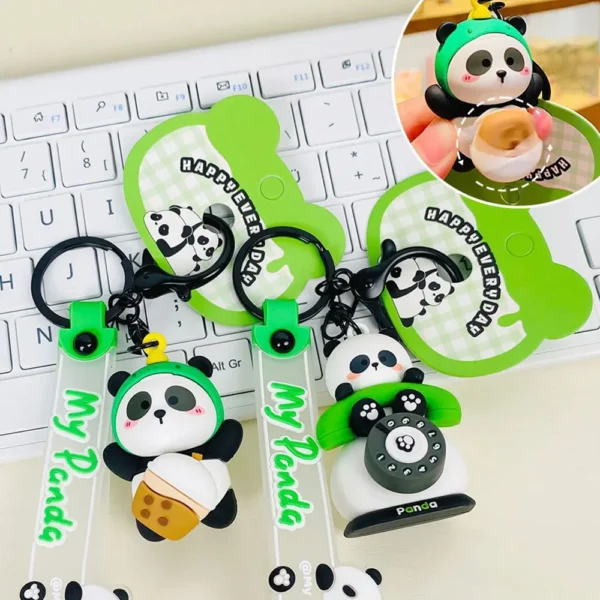 Fun Cartoon Panda Rotating Keychain Bag Pendant