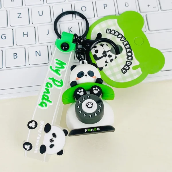 Fun Cartoon Panda Rotating Keychain Bag Pendant