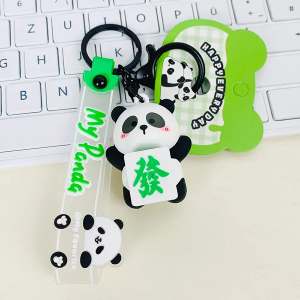 Fun Cartoon Panda Rotating Keychain Bag Pendant