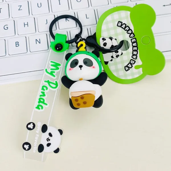Fun Cartoon Panda Rotating Keychain Bag Pendant
