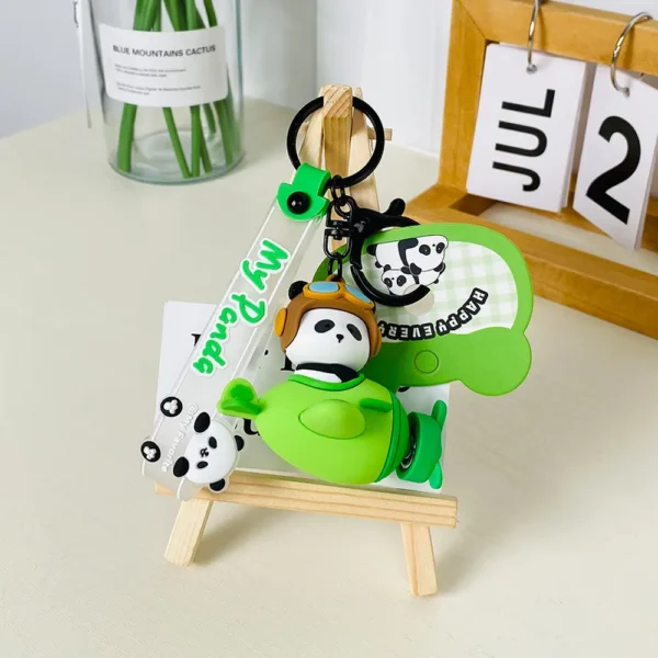 Fun Cartoon Panda Rotating Keychain Bag Pendant