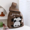 WPBGWB000107 Funny Handstand Panda Small Woven Tote Bag Coffee