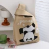 WPBGWB000109 Funny Handstand Panda Small Woven Tote Bag Khaki