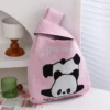 WPBGWB000108 Funny Handstand Panda Small Woven Tote Bag Pink