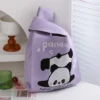 WPBGWB000110 Funny Handstand Panda Small Woven Tote Bag Purple