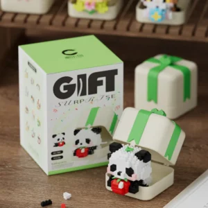WPDTBB000158 Gift Box-Shaped Panda Building Blocks Micro-Piece Puzzle Toy