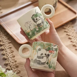 Hand-Drawn Style Panda Ceramic Mug Water Cup Coffee