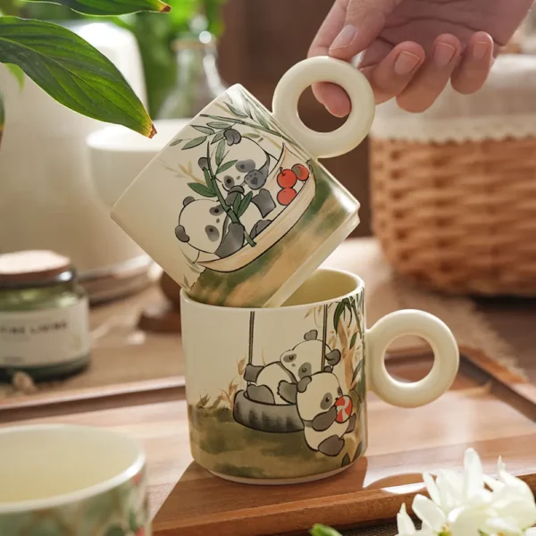 WPLSCPMU0188-0193-02 Hand-Drawn Style Panda Ceramic Mug Water Cup Coffee