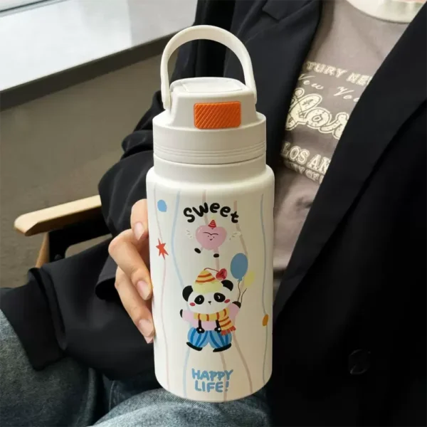 WPLSCPTM0146 Hand-Drawn Style Panda Large Capacity Insulated Cup Thermos