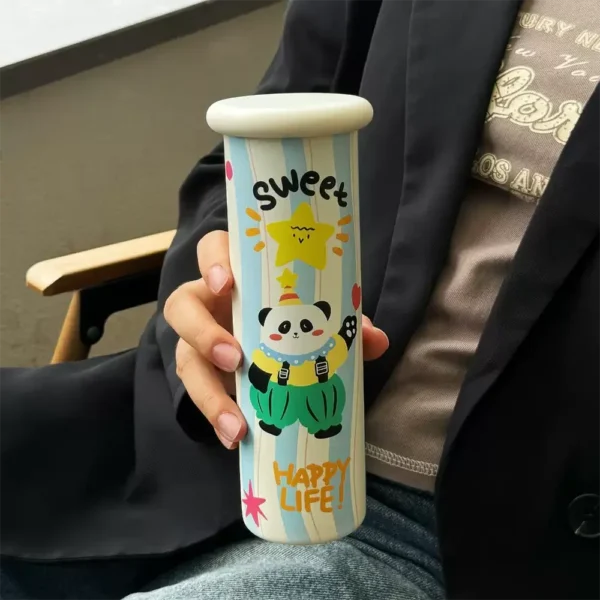 WPLSCPTM0149 Hand-Drawn Style Panda Large Capacity Insulated Cup Thermos