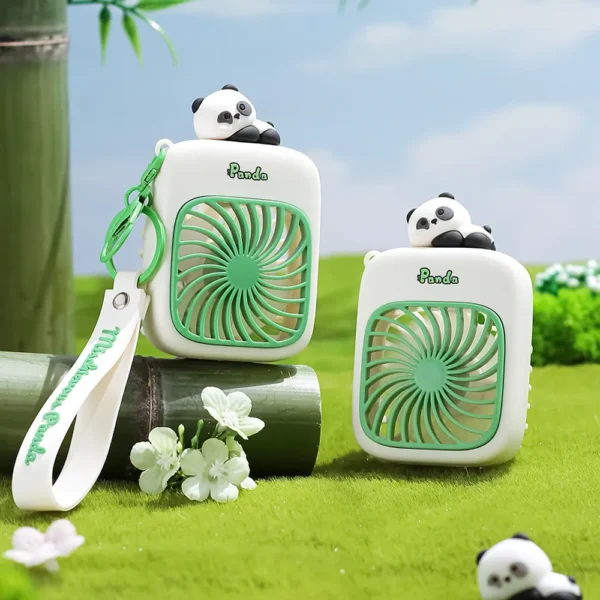 Handheld Cute Panda Portable Rechargeable Fan with Keychain