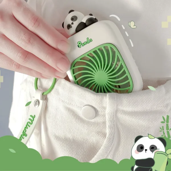 Handheld Cute Panda Portable Rechargeable Fan with Keychain