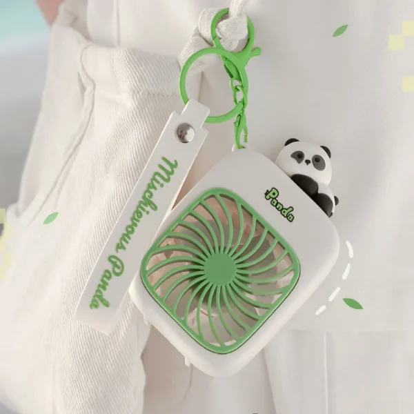 Handheld Cute Panda Portable Rechargeable Fan with Keychain
