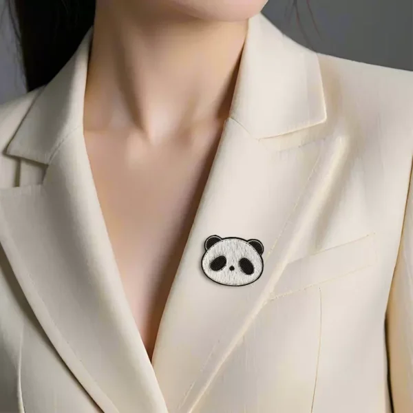 WPDCBR000187-0188-01 Handmade Embroidery Cute Panda Brooch Lapel Pin Accessory