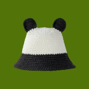 WPCTHABH0128 Handmade Knitted Hat Cute Cartoon Panda Beanie Bucket Hat