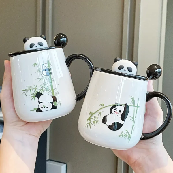 WPLSCPMU0205-0208-01 Happy Panda Ceramic Mug with Lid Coffee Cup Gift Boxed