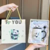 WPLSCPMU0205-0208-02 Happy Panda Ceramic Mug with Lid Coffee Cup Gift Boxed
