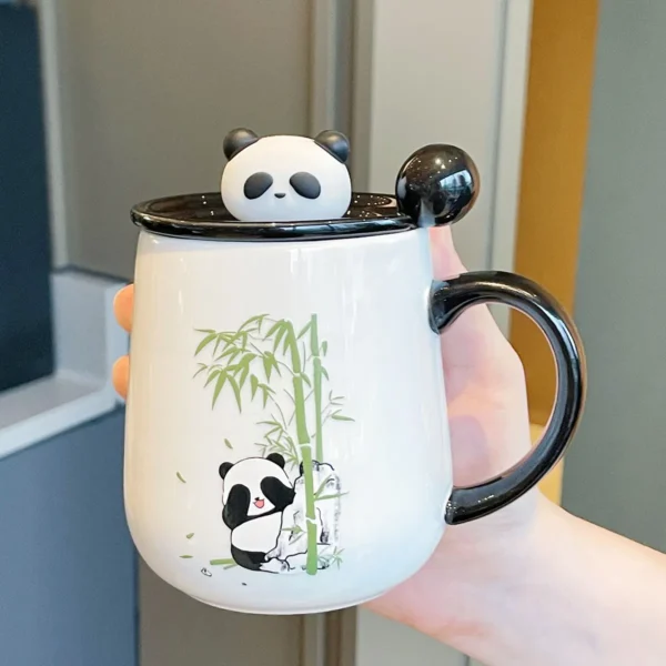 WPLSCPMU0208 Happy Panda Ceramic Mug with Lid Coffee Cup Gift Boxed