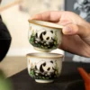 WPLSCPTC0041-0046-01 High-End Ceramic Hand-Painted Panda Exquisite Tea Cup