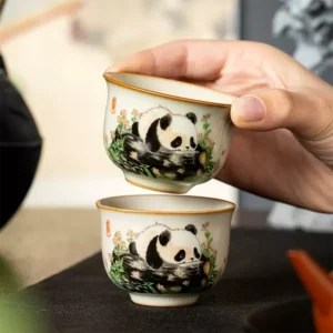 WPLSCPTC0041-0046-01 High-End Ceramic Hand-Painted Panda Exquisite Tea Cup