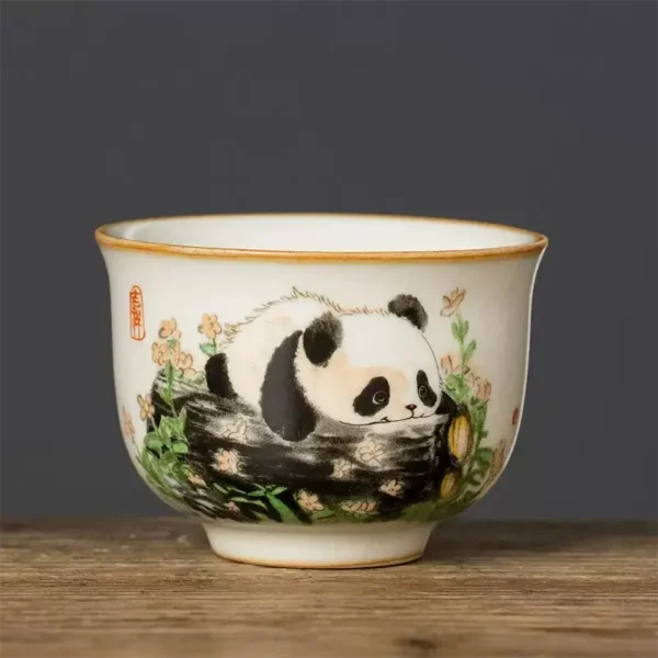 WPLSCPTC0041 High-End Ceramic Hand-Painted Panda Exquisite Tea Cup