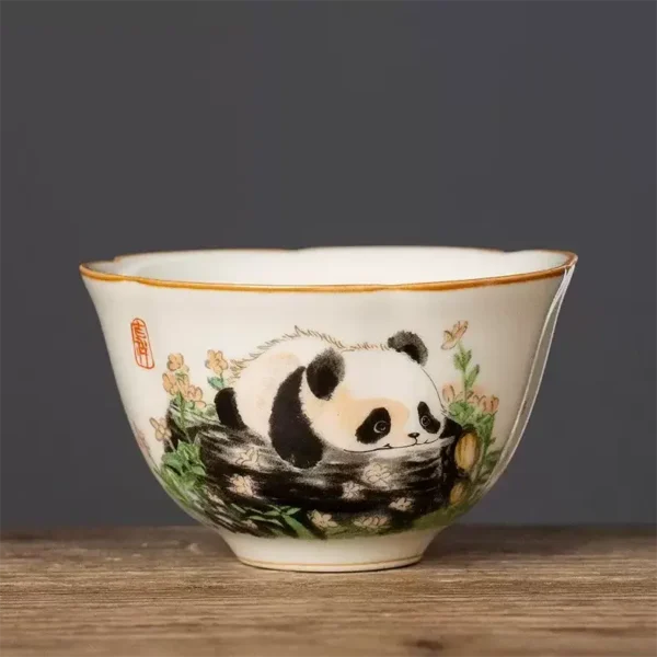 WPLSCPTC0042 High-End Ceramic Hand-Painted Panda Exquisite Tea Cup