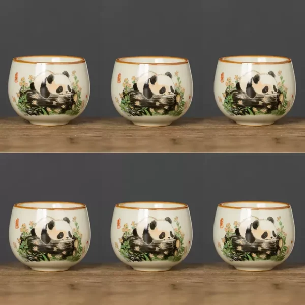 WPLSCPTC0046 High-End Ceramic Hand-Painted Panda Exquisite Tea Cup