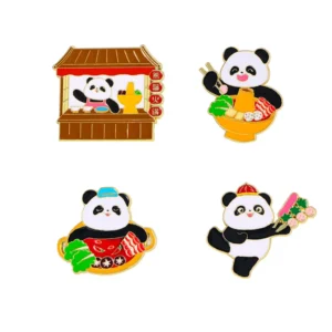 WPDCBR000144-0147-01 Hotpot Panda-Themed Brooch Cute Cartoon Badge Bag Accessory