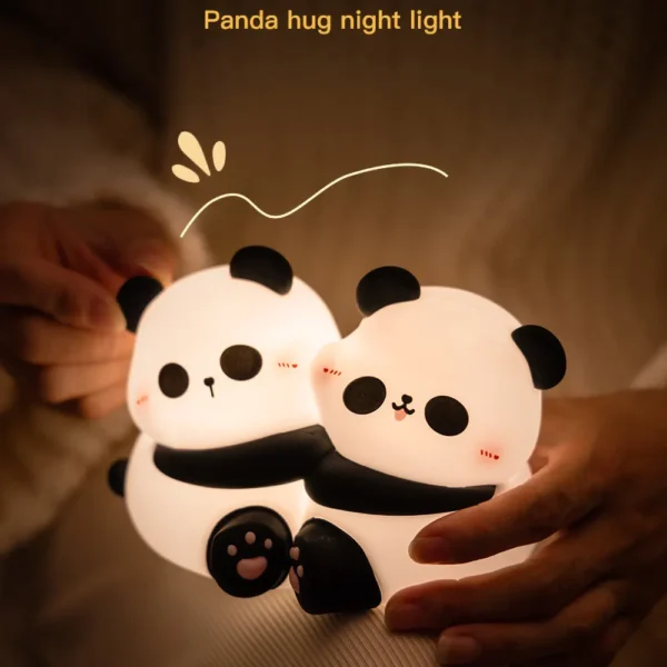 WPLSLM000339-02 Hugging Panda Night Light Bedroom Bedside Rechargeable Lamp
