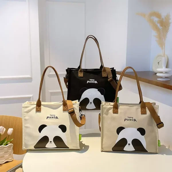 WPBGST000015-0017-01 Cartoon Panda Canvas Tote Bag