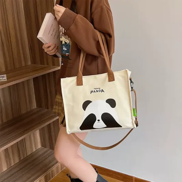 WPBGST000015-0017-03 Cartoon Panda Canvas Tote Bag