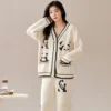 WPCTPM000254-01 Lazy Panda Half-Fleece Pajamas Women Winter Loungewear