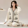 WPCTPM000254-02 Lazy Panda Half-Fleece Pajamas Women Winter Loungewear