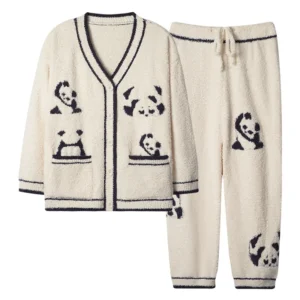 WPCTPM000254 Lazy Panda Half-Fleece Pajamas Women Winter Loungewear