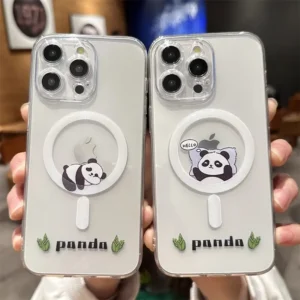Minimalist Panda Pattern MagSafe Soft Apple iPhone Case