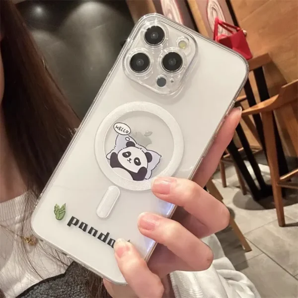 WPASPC000961 Minimalist Panda Pattern MagSafe Soft Apple iPhone Case