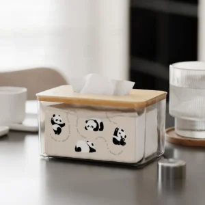 WPHHTB000273 Minimalist Panda Pattern Transparent Tissue Box Cover Home Use