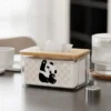 WPHHTB000274 Minimalist Panda Pattern Transparent Tissue Box Cover Home Use