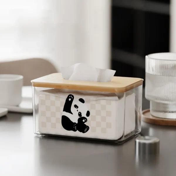 WPHHTB000274 Minimalist Panda Pattern Transparent Tissue Box Cover Home Use