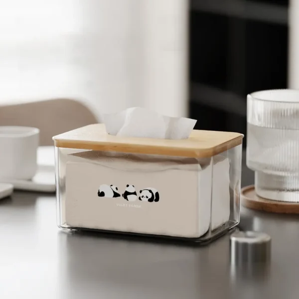 WPHHTB000275 Minimalist Panda Pattern Transparent Tissue Box Cover Home Use
