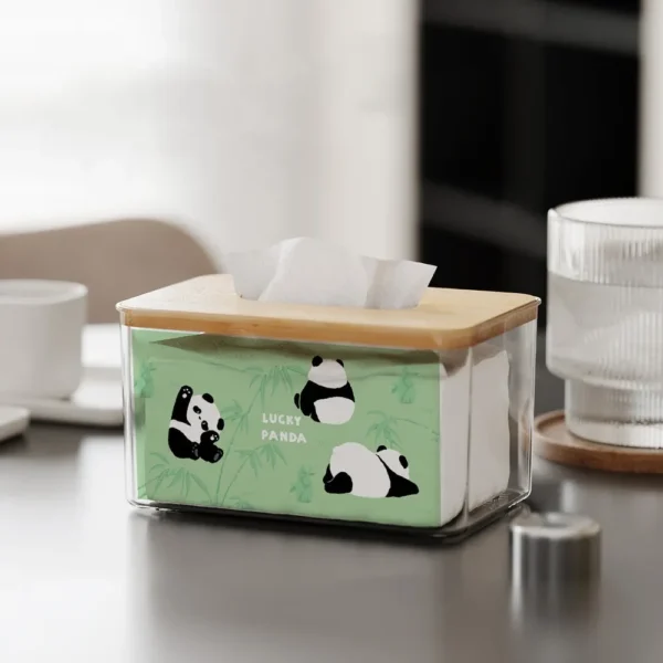 WPHHTB000276 Minimalist Panda Pattern Transparent Tissue Box Cover Home Use