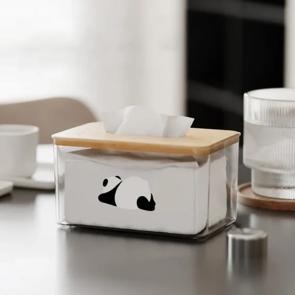 WPHHTB000277 Minimalist Panda Pattern Transparent Tissue Box Cover Home Use