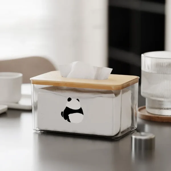 WPHHTB000278 Minimalist Panda Pattern Transparent Tissue Box Cover Home Use