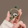 WPDCBR000183-01 Modern Chinese Style Cute Panda Bamboo Brooch Lapel Pin